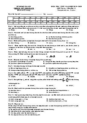 Đề kiểm tra 1 tiết môn Vật lý Lớp 11 - Mã đề 685 - Năm học 2019-2020 - Trường THPT Đông Anh